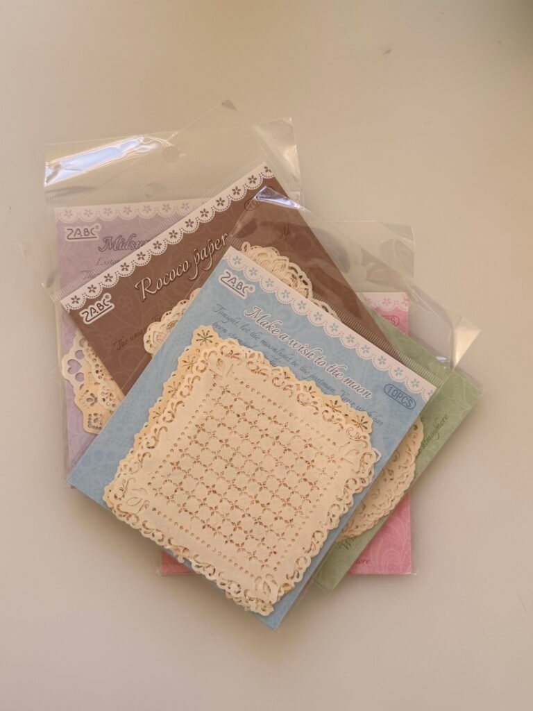 Set de Papel Decorativo "Make a wish to the moon" | Doilies de Encaje Cuadrado